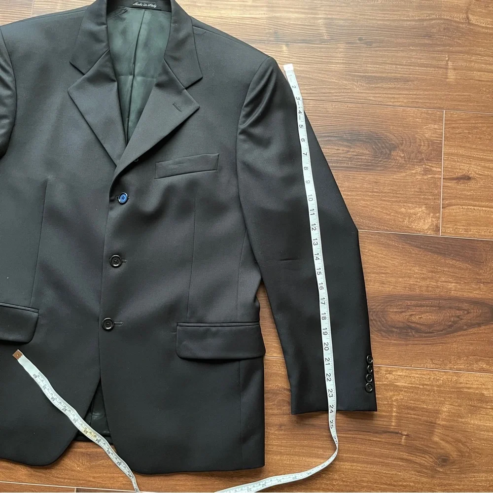 Chiavari Black wool Suit formal wedding business office tailoring made in italy